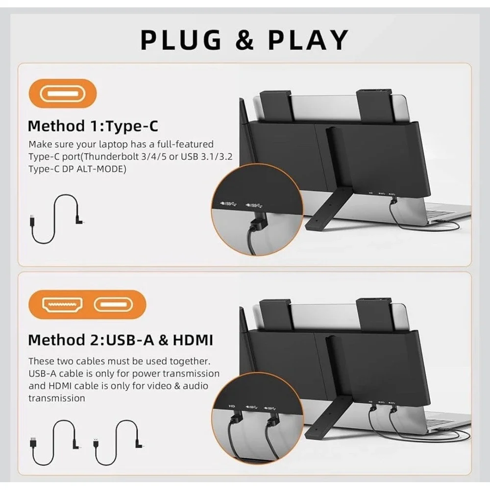 MAGICRAVEN Laptop Screen Extender, 14 1080P IPS Portable Monitor Travel Monit...